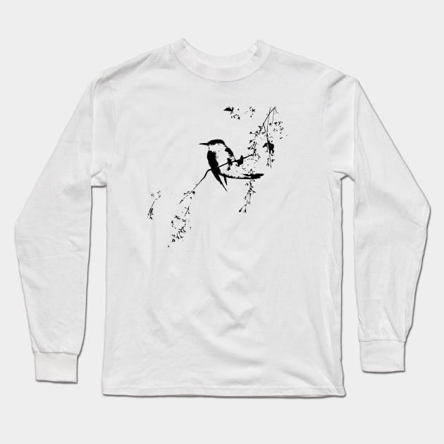 Japanese painting silhouette Long Sleeve T-Shirt by Bearpear